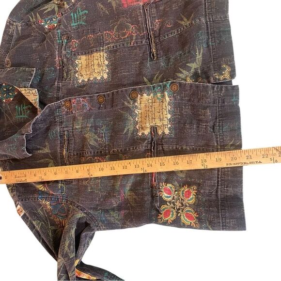 Chico's Blue Jean Jacket with Multicolor Patches - Picture 8 of 9